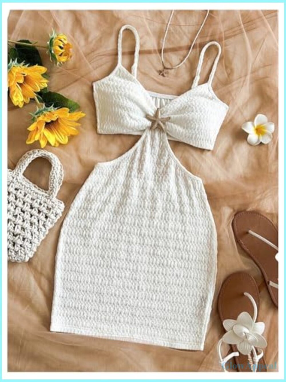 Women's Boho Knitted Cut Out Bodycon Backless Cami Mini Dress - Picture 5 of 7